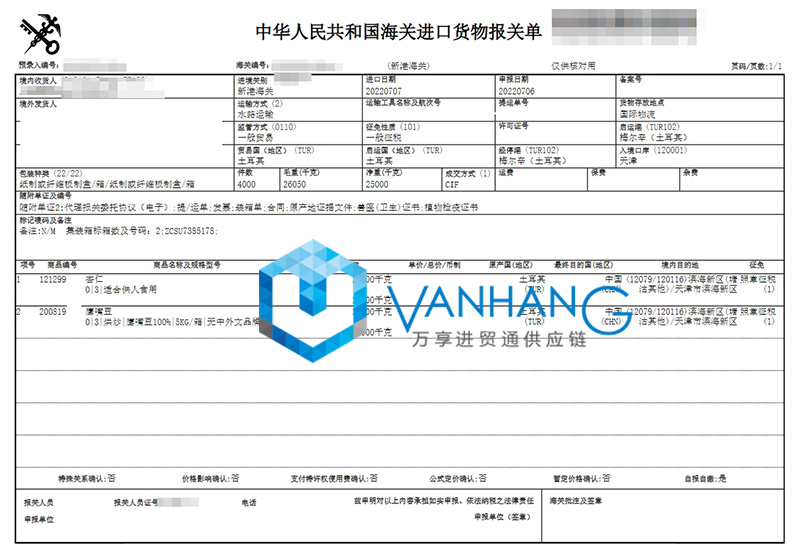 土耳其杏仁进口报关流程